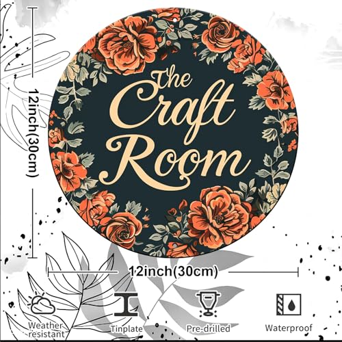 Vintage Metal Sign - The Craft Room Wall Art, Rustic Wreath Wall Decor for Home Sewing Room Art, 12 inch - color: Thanksgiving 13, size: 12 inches