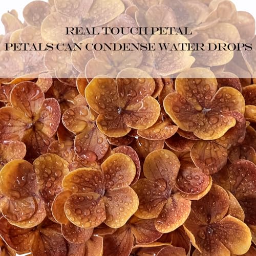 JINWOE Fall Hydrangea Artificial Flowers, 3Pcs 21" Raw Umber Brown Latex Real Touch Flowers, Faux Silk Flowers Fake Artificial Hydrangeas with Stems for Bouquet Table Centerpieces Halloween - color: Brown, size: 3pcs