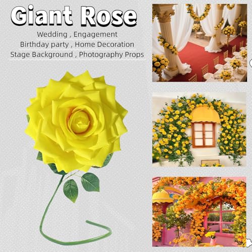 1 PCS 42-inch Giant Rose Large Decorative Flower, Wedding Window Display Background Decoration Rose, Valentine's Day (Yellow) - color: 08 Rose