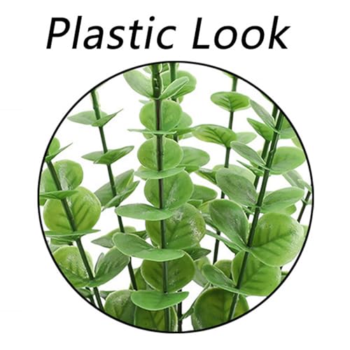 ABAJI 24 PCS Eucalyptus Stems Plastic Vivid Leaf Decorations Artificial Leaves Fake Faux Greenery Plant for Home Office House Table Desk Decor Wedding or Party Vase Forever Live - color: Wine Red
