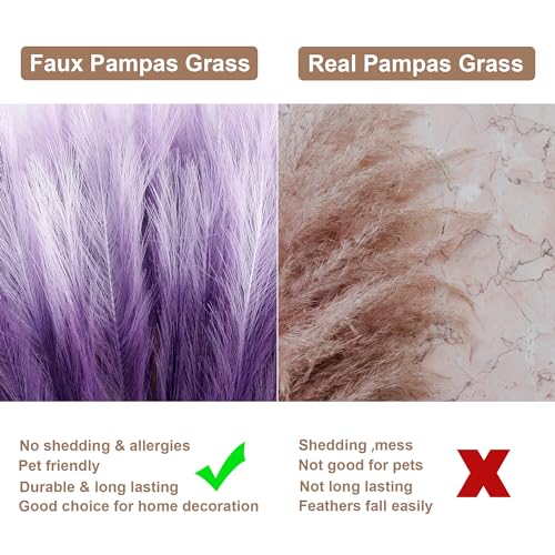 12 Pcs Purple Gradient Faux Pampas Grass Decor 38"/3.1FT Tall Fake Pompas Floral Large Artificial Pompous Grass Branches Plants for Floor Vase Filler Home Boho Decoration - color: Purple Gradient