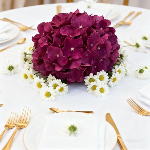 WEISPARK 100PCS Artificial Hydrangea Flowers, Fake Flowers Silk Hydrangea Full Flowers Heads with Stems for Wedding Home Party Shop Baby Shower Decor (Fuchsia) - color: Fuchsia