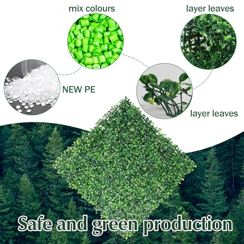 Ogrmar 12 PCS 20"x 20" Artificial Boxwood Panels Topiary Hedge Plant, Privacy Hedge Screen Sun Protected Suitable for Outdoor, Indoor, Garden, Fence, Backyard and Decor (12, 20"x 20") - size: 20"x 20"