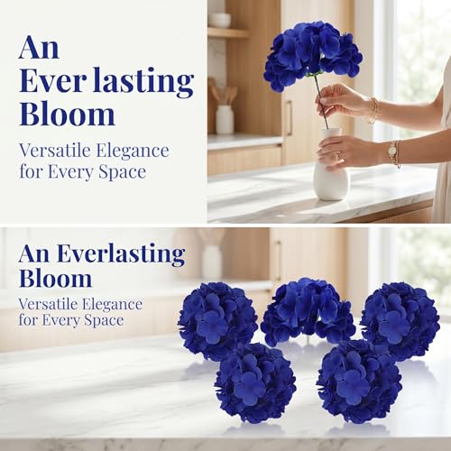 AVIVIHO 20PCS Royal Blue Hydrangea Artificial Flowers Bulk Realistic Silk Faux Hydrangea Heads with Stems Fake Flowers for Wedding,Party,Home,Table Centerpieces, Arch,Baby Shower,Party DIY Decoration - color: Royal Blue, size: 20PCS