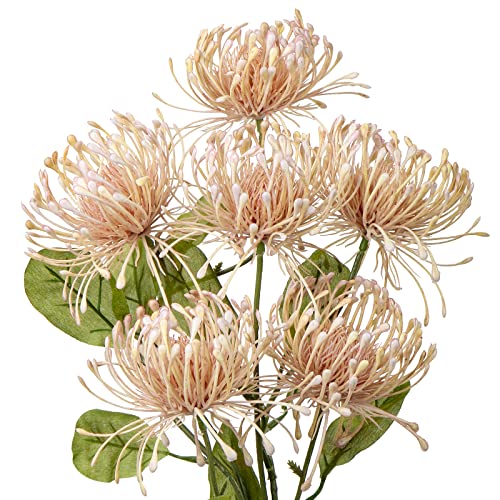 Hollyone 33" Pink Artificial Mums Flowers Sping Summer Chrysanthemum Flowers 2Pcs Fake Spider Mum Flower Arrangement Faux Pincushion Flower with 3 Heads Long Stem Bouquet Home Decor - color: Pink