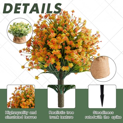 Set of 2 Artificial Monkey Grass & Yellow Flowers Topiary Balls, 22.6" UV-Resistant Faux Evergreen Shrubs with Ground Spikes — Festivel Outdoor and Indoor Décor Plants for Porch, Patio, and Garden - color: 2pcs 22.6in Monkey Grass With Yellow Flowers