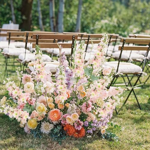 8PCS Pink Artificial Delphinium Flowers with Clematis Greenery Long Stem Artificial Flowers for Tall Vase for Home Wedding Floral Arrangement Centerpiece Table Decor (Flesh Pink) - color: Flesh Pink