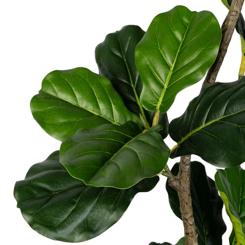 Artificial Fiddle Leaf Fig Tree-5 FT Fake Plant with Nursery Planter,Fake Plants for Home Office Living Room Decor Indoor - color: Fiddle Leaf Fig Tree Green