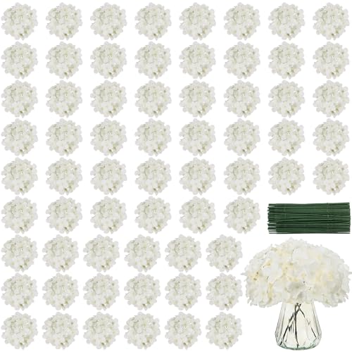 40 PCS Ivory Silk Hydrangea Flowers, Detachable Heads + 8-Inch Wired Stems, Full 6 Inch Faux Hydrangea Heads for Wedding Centerpieces, Arches, Bridal Bouquets & Pollen-Free Decor - color: Ivory(no Accessories)