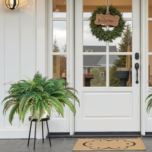 VEVOR Artificial Ferns, Natural Spread Diameter 41 Inch, Large Hanging Fake Boston Ferns, Sunlight Resistant Fake Plant Wall Decor with 80 Branches and Flowerpot, Faux Fern for Home Office Outdoor - size: 42 inch（80 Branches）
