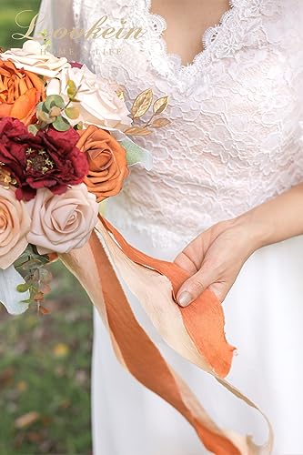 Lookein 7 Inch Wedding Bouquet for Bride Flower Bouquet for Bridesmaid Artificial Flowers Bouquet Rose Bouquet Bridal Bouquet Tossing Bouquet for Wedding Ceremony, Chic Terracotta - color: 7" Chic Terracotta