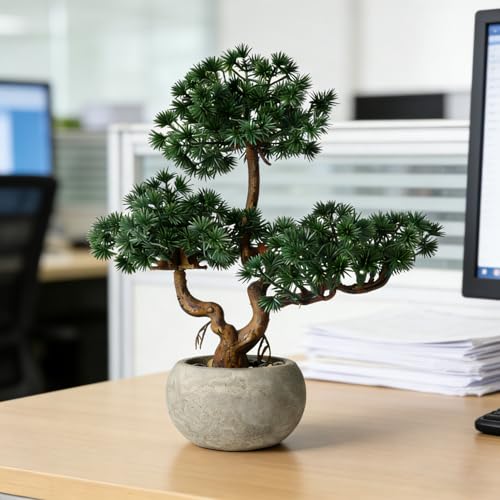 TOARTi Artificial Bonsai Tree Potted Plant with Pot, 11" Tall Small Fake Potted Faux Plant Desk Decor, Realistic Decorative Plants Indoor Shelf Decor for for Home Bedroom Bathroom Office Desk - color: Bonsai Tree -Small 11''