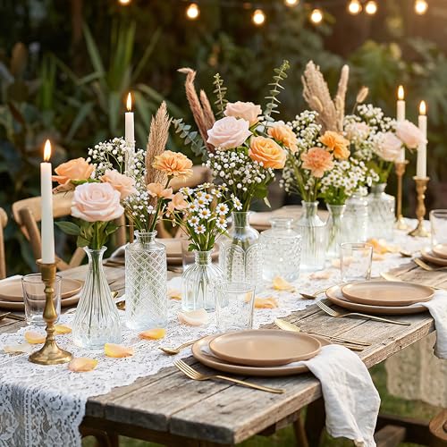 12 Pcs Clear Bud Vases Set, Small Vintage Glass Clear Bud Flower Vases Bulk Multiple Shape Cute Mini Glass Bottles Vases for Rustic Wedding Centerpieces Table Decorations and Home Decor - color: Clear