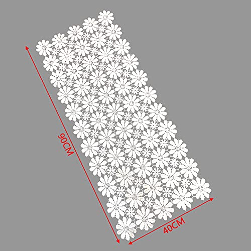 White Flower Runners Lace Table Cloth Shower Dresser Scarf for Home Kitchen Wedding Banquet Tea Table TV Cabinet Dining Table Heat Insulation Table Runner