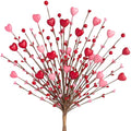 6 Pcs Artificial Berry Stems Pink Red Heart Shaped Flowers for Vase, Faux Branches for Wedding Anniversary Valentine’s Day Romantic Home Table Centerpieces Decor