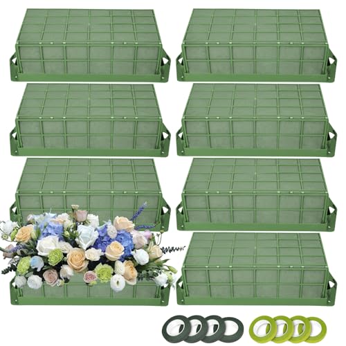 8PCS Floral Foam Cage, Flower Cage Holder, Dry and Wet Rectangle Flower Arrangement, Hangable Green Blocks Floral Foam Cages for Artificial Flesh Flower Wedding Holiday, Home, Garden Party Decorations - size: 8 PCS