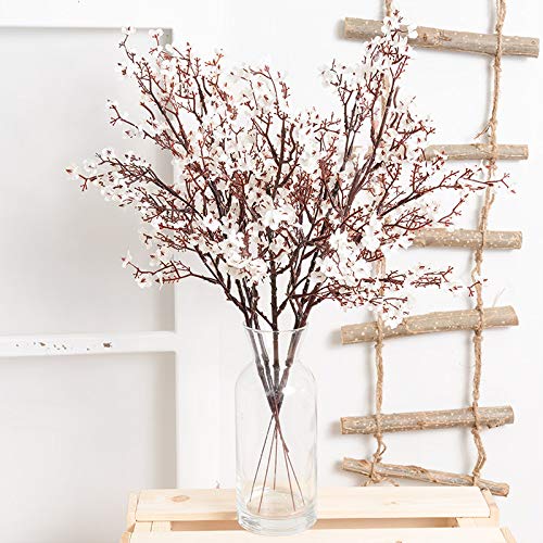 1PCS Artificial Long Gypsophila Colorful Plum Blossom Home Bouquet Faux Flowers Autumn Garden Party Decoration (White-1PCS) - color: White-2pcs