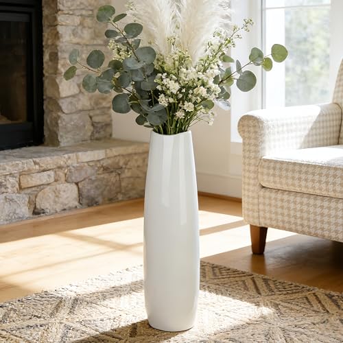 Large Ceramic Floor Vase, White 24" Tall Decorative Vase,Modern Home Decor, Office, Living Room, Kitchen, Bedroom Decoration, Housewarming,Wedding, New Year Gift - color: Shape 1, size: 24 Inch