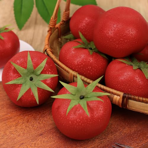 Gresorth 6pcs Artificial Lifelike Simulation Tomato Fake Fruit Vegetable Home Party Kitchen Decoration - color: Tomato