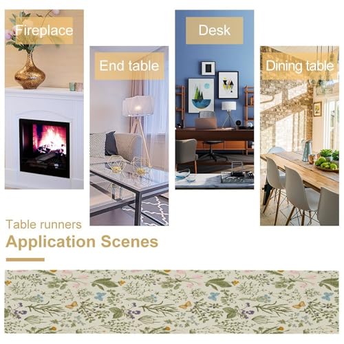 Flower Table Runner for Linen Table Decor, Blossom Garden Botanical Floral Printed for Dining Room, Kitchen, Farmhouse, Wedding Party, Holiday Decorate 13" x 36" - color: Floral_16, size: 13"W x 36"L (Pack of 1)