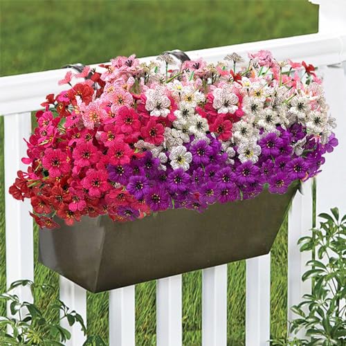 Colorful 20 Bundles Artificial Flowers for Outdoors,MixColors Fake Silk Flowers with Plastic Plants for Outside,Faux mums Realistic Flowers for Window Box Yard Fuchsia Balcoy Dector (Mixed Color) - color: Mix-color Colorful Mixcolors Multi-coloured
