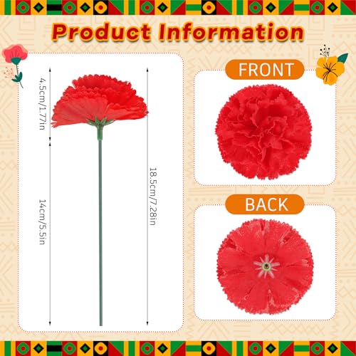Syhood 50 Pcs Juneteenth Marigold Flower Bulk Decoration Juneteenth Accessories June 19th 1865 Independence Day Decoration for African Afro American Festival - color: Black, Red