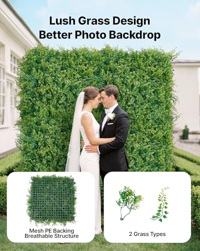 VEVOR Artificial Plant Wall, 12PCS 20 x 20 in Artificial Boxwood Panels, Sun Protection Greenery Backdrop Privacy Hedge Fence, Fake Grass Screen for Wedding, Indoor, Outdoor Garden, Backyard,Ferns - color: Ferns, size: 20*20IN 12P
