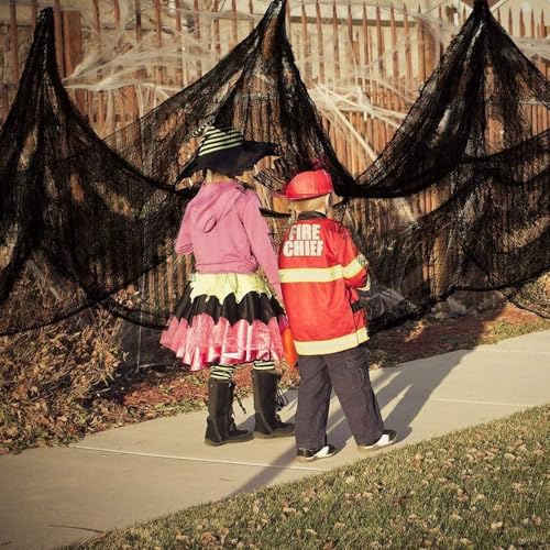 Creepy Cloth, Halloween Decorations Outdoor Indoor, 79 x 158 inch Black Spooky Scary Gauze Fabric for Halloween Party Haunted House Graveyard Decor - color: Black, size: 79*158 inch