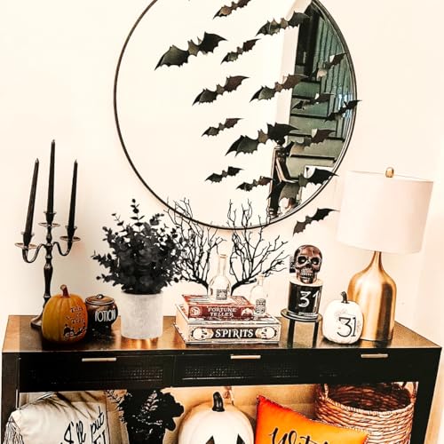 Coferset 2 Pack Black Fake Eucalyptus Small Fake Plants Potted Artificial Plants for Halloween Shelf Desk Home Farmhouse Room Coffee Table Decor Bathroom Decor (Black) - color: Black-small
