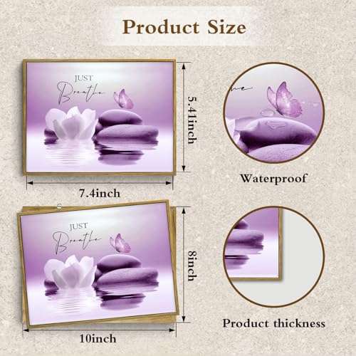 LB Modern Purple Wall Art for Bathroom Zen Spa Water Lily Flower Canvas Wall Art Wall Paintings Home Decor Nature Butterfly Wall Pictures for Living Room Bedroom Office Ready To Hang,17x12 Inch - color: Purple, size: 12"L x 17"W
