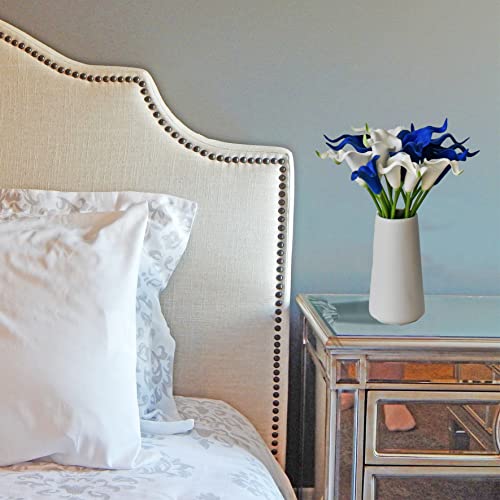 Mandy's 20pcs Blue and White Calla Lily Artificial Flowers | 13.5 Inch PU Realistic Bouquet for Vase Elegant Home Decor Centerpiece Wedding Bridal Bouquet Table Decoration - color: Blue and White