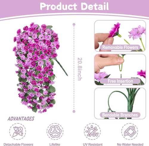 INXUGAO Hanging Baskets Artificial Flowers for Outdoor Interior Decor, Artificial Daisies Flowers Shrubs Plants with Baskets for Home Porch Garden Patio Spring Summer Decoration(Double Lotus) - color: A-double Lotus
