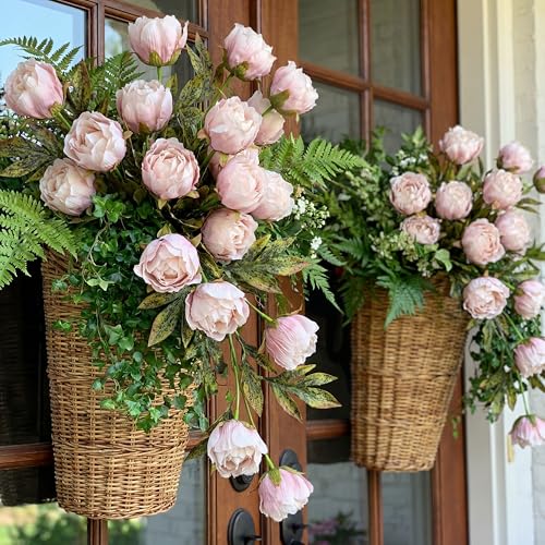 Thiccywoov 12 Pcs Faux Peony Stems Flowers Bulk Vintage Artificial Silk Peonies Stems Real Look Fake Peonies Branch for Vase Filler DIY Bouquet Centerpiece Home Indoor Outdoor Decor (Brownish) - color: Brownish