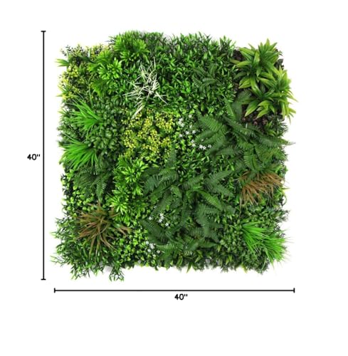 ULAND Artificial Plant Wall Panels, 1pc 40"x40" Greenery Grass Wall Backdrop Decoration, Faux Ivy Leaves Outdoor Privacy Fence Covering - color: B052