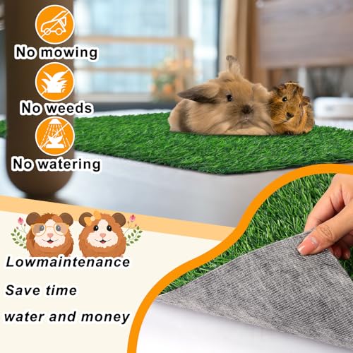Kigley 4 Pcs Artificial Grass Guinea Pig Pee Pads Reusable 18 x 14 Inch Rabbit Grass Mat Washable Turf Fake Grass Replacement Pad for Potty Training Bunnies Chinchillas Puppies Small Pets