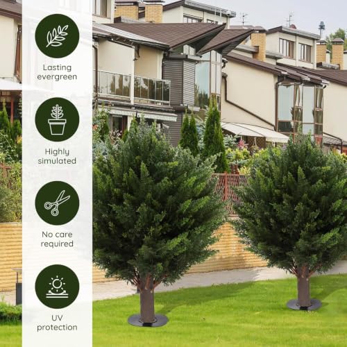 AUMMOOH Artificial Topiary Cedar Trees Outdoor (2, 15.7 inch 2 PCS) | UV protected ,High Density.Pet Friendly .
