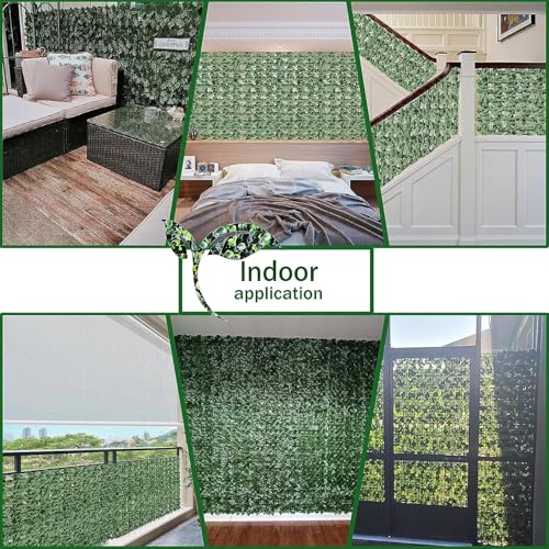 Artificial Ivy Privacy Fence Wall Screen, Artificial Hedges Fence and Faux Ivy Vine Leaf Decoration for Outdoor Garden Decor (20x120 in)