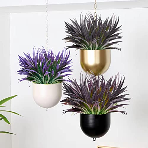8 Pcs Outdoor Fake Plants UV Resistant Artificial Tall Grass Plants Faux Tropical Flowers Bushes Décor Fall Winter Summer Planters Patio Front Door Porch Plastic Greenery & Shrubs Decoration - color: Dark Purple Grass Plant, size: 8pcs