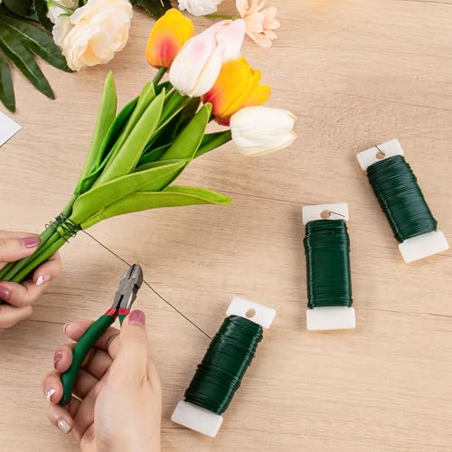 114 Yards 22 Gauge Metal Floral Flexible Paddle Wire for Christmas Wreath Tree, Floral Flower Arrangements(Green) - color: Green