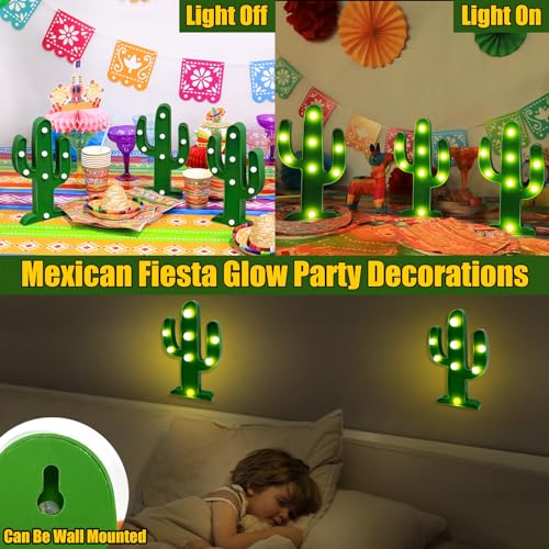 Extra Large - 3 Pack LED Cactus Light Cinco de Mayo Decorations 10 x 5.5 Inch Cactus Decor Mexican Fiesta Party Decorations Cute Night Lamp for Table Kids' Room Bedroom Living Room Gift Party Home - size: 3 Pack-10 x 5.5 Inch