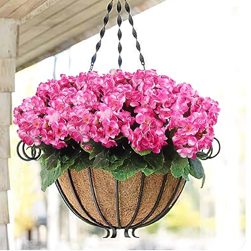 CISDUEO 4 Pcs Artificial Geraniums Silk Flowers Outdoor Artificial Geranium Bush Pink Faux Flowers Geraniums for Floral Home Decor Outdoor Indoor Garden Patio Grave Cemetary Vase Table Centerpiece - color: Pink