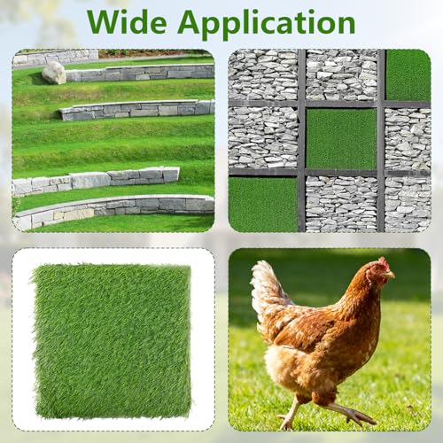 12Pack Chicken Nesting Pads, 12'x12' Nesting Box Pads Artificial Grass Washable Chicken Coop Bedding Laying Rug Fake Turf Mats Grass Carpet Garden Lawn for Hen & Small Pets (12PCS)