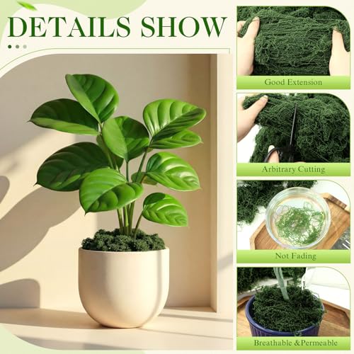 Dingion 24.7oz Fake Green Moss for Crafts, Artificial Faux Moss Bulk for Wedding Party Decor, Table Centerpieces, DIY Floral Decorative Arrangements, Fairy Gardens, Indoor Outdoor Use(Dark Green) - color: Dark Green
