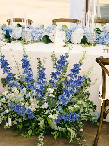 Blue Delphinium Artificial Flowers,8PCS Faux Delphinium Bulk 33.5'' Long Stem Larkspur Silk Flowers for Tall Vase Table Centerpieces Wedding Home Garden Decor(Navy Blue) - color: Navy Blue