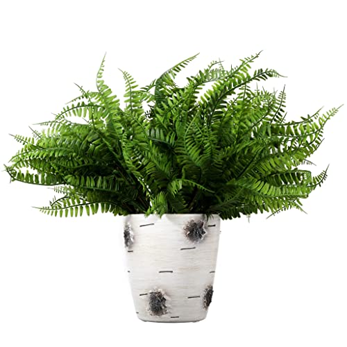 Grand Verde Boston Ferns Artificial Plants Bulk Faux Greenery Plastic Shrubs Real-Touch Bush DIY Outdoor Decoration Indoor Home Decor, 10pcs (Dark Green) - color: Dark Green