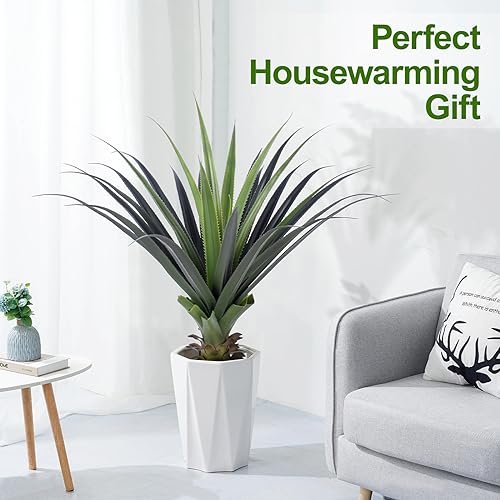 3ft Artificial Spiked Agave Plant, 36" Faux Agave Plants Indoor Small Floor Plant Perfect for Front Porch, Patio, Indoor Outdoor Home, Office Decor (Set of 2) - size: 3ft
