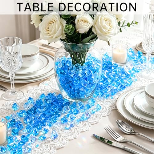 500 Pcs Fake Ice,11 * 14mm,Bule Acrylic Gems Vase Filler,Plastic Diamonds for Table Decoration DIY Craft Aquarium Display Party Centerpieces. - color: Bule, size: 11MMx14MM