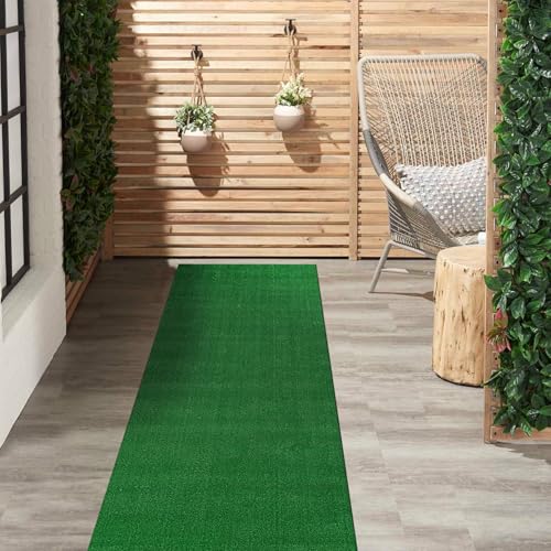 Rugshop Artificial Grass Indoor Outdoor Runner Rug, Lightweight Synthetic Turf with Rubber Backing, Easy to Clean Polypropylene Lawn Mat for Patio, Balcony, Deck, 2'7" x 6' Green - size: 2'7" x 6' (Rectangular)