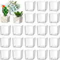 Tioncy 3'' x 3'' 24 Pcs Cube Clear Flower Vase Acrylic Flower Vase Square Acrylic Container Cube Decorative Centerpiece for Plant Home Office Floral Decor - size: 3'' x 3''