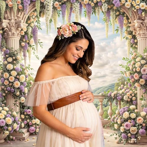 6 x 4 ft Purple Floral Backdrop Rome Garden Balcony Arch Retro Flowers Photography Backdrops Wedding Birthday Party Decorations Baby Bridal Shower Portrait Photo Background Studio Props Wall Decor - color: Multi01, size: 6X4FT